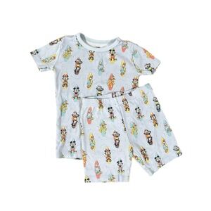 Janie & Jack Disney Mickey Minnie Shirt/Shorts Pajama Set Kids Sz 4 Blue